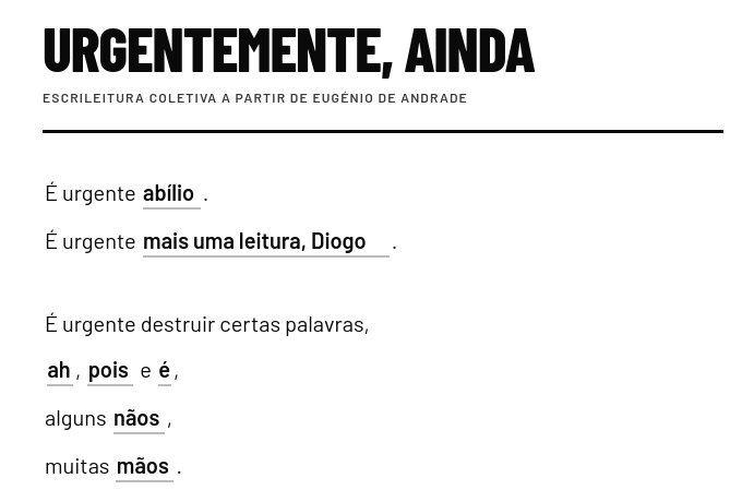 Urgentemente, ainda