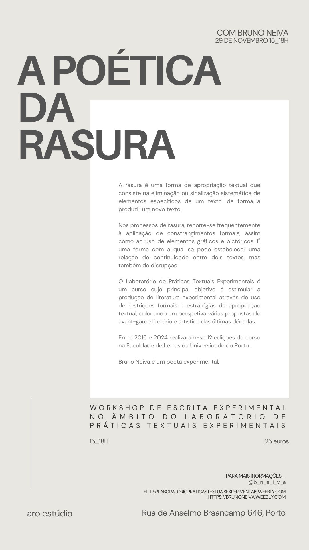 Bruno Neiva, A Poética da Rasura, ARO